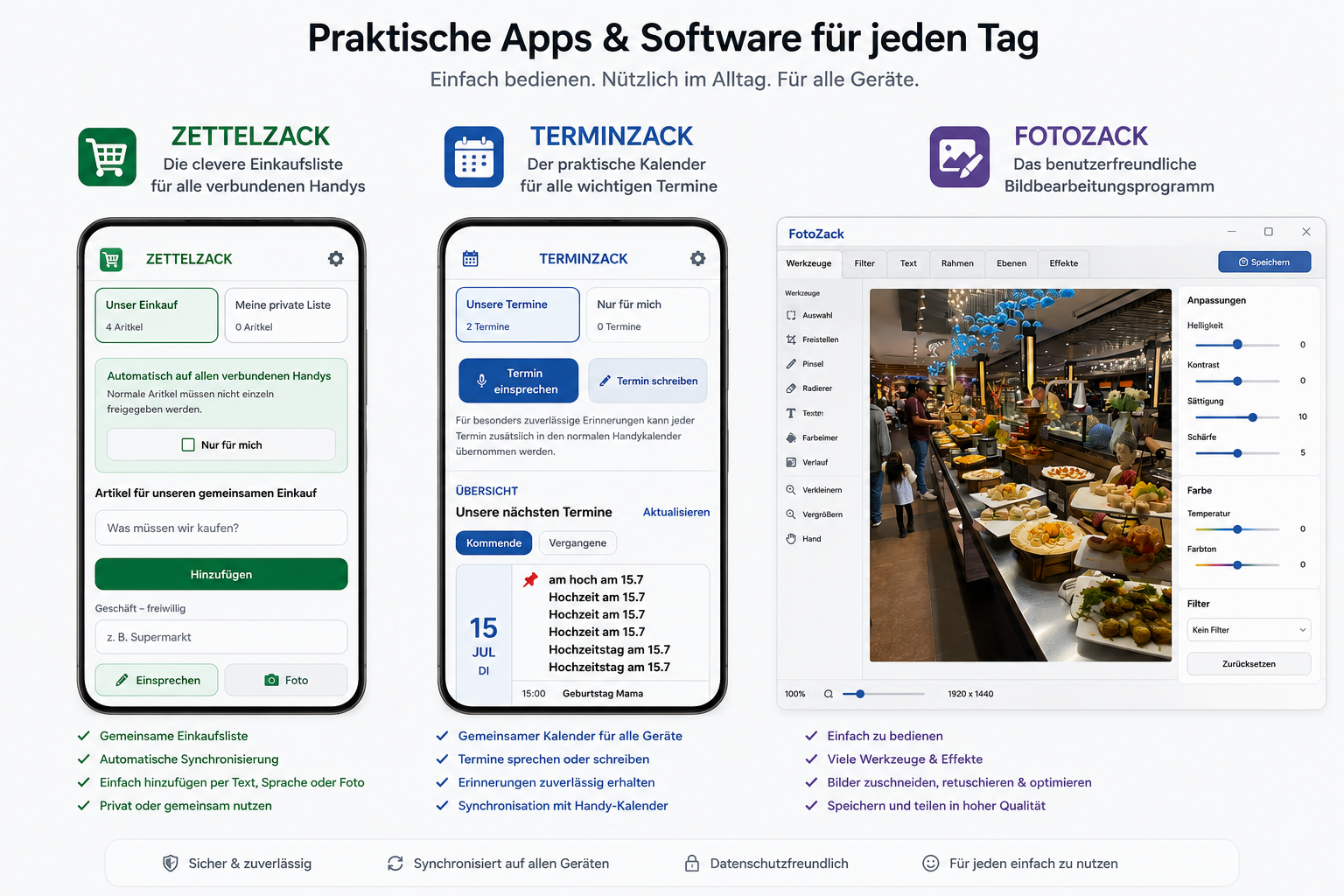 Vorschau von ZettelZack, TerminZack und FotoZack